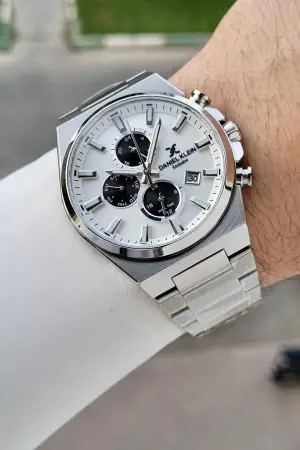 Gümüş Renk Hediye Paketli 44 Mm Erkek Kol Saati