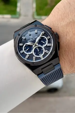 Kasası Siyah Kordonu Lacivert Renk 42 Mm Hediye Paketli Erkek Kol Saati
