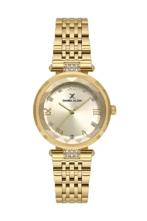 Kadranı Sarı Kordonu Gold Renk 31 Mm Hediye Paketli Kadın Kol Saati