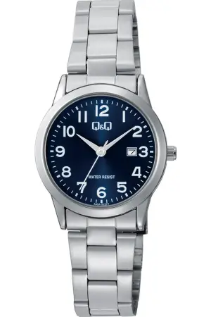 Kadranı Lacivert Kordonu Gümüş Renk 30 Mm Rakamlı Kadın Kol Saati