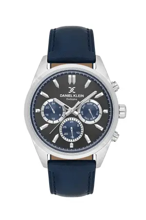 Gümüş Füme Lacivert Renk 43 Mm Hediye Paketli Erkek Kol Saati