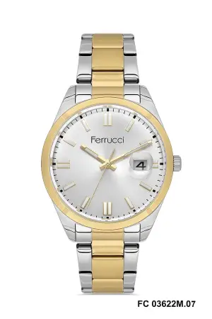 Gold Gümüş Renk Hediye Paketli 40 Mm Takvimli Erkek Kol Saati