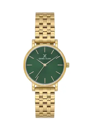 Kadranı Yeşil Kordonu Gold Renk 30 Mm Hediye Paketli Kadın Kol Saati ve Bileklik