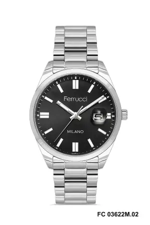 Kadranı Siyah Kordonu Gümüş Renk Hediye Paketli 40 Mm Takvimli Erkek Kol Saati