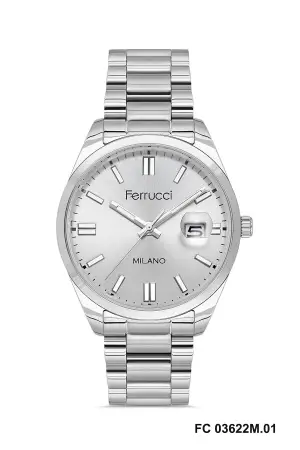 Gümüş Renk Hediye Paketli 40 Mm Takvimli Erkek Kol Saati