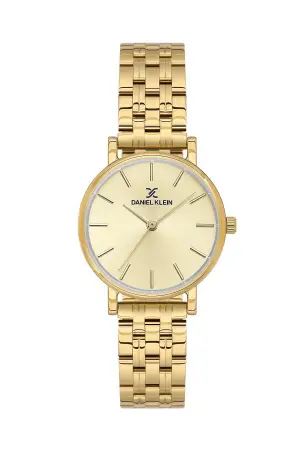 Kadranı Sarı Kordonu Gold Renk 30 Mm Hediye Paketli Kadın Kol Saati ve Bileklik