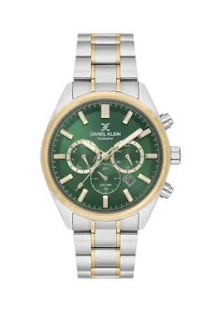 Kadranı Yeşil Kordonu Gold Gümüş Renk Hediye Paketli 44 Mm Erkek Kol Saati