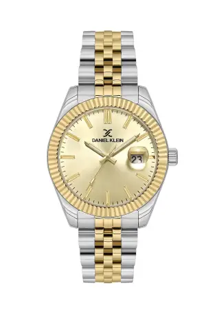 Kadranı Sarı Kordonu Gold Gümüş Renk Hediye Paketli 42 Mm Erkek Kol Saati