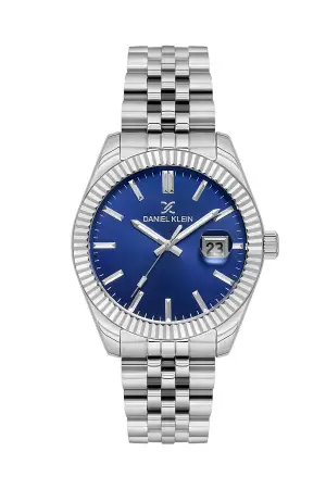 Kadranı Lacivert Kordonu Gümüş Renk Hediye Paketli 42 Mm Erkek Kol Saati