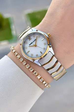 Gold Gümüş Renk 30 mm Hediye Paketli Kadın Kol Saati