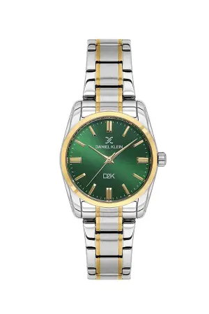Kadranı Yeşil Kordonu Gold Gümüş Renk 30 Mm Hediye Paketli Kadın Kol Saati