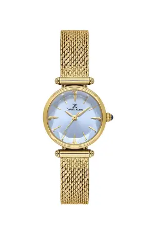 Kadranı Mavi Kordonu Gold Renk 26 Mm Hediye Paketli Kadın Kol Saati