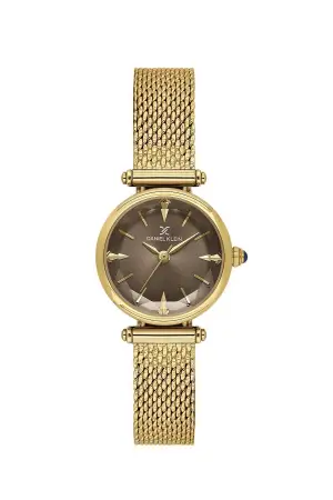 Kadranı Kahverengi Kordonu Gold Renk 26 Mm Hediye Paketli Kadın Kol Saati