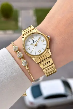 Gold Renk 28 Mm Hediye Paketli Kadın Kol Saati