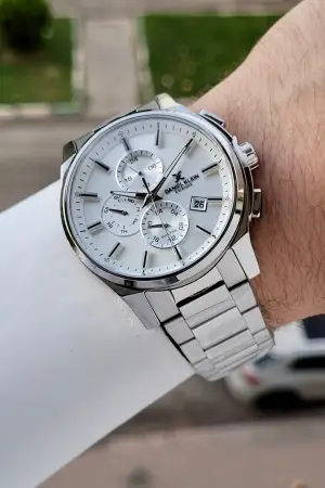 Gümüş Renk 44 Mm İç Göstergeleri Aktif Hediye Paketli Erkek Kol Saati