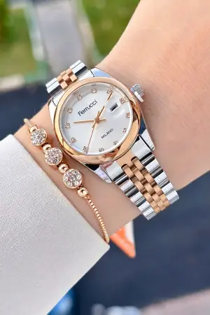 Rose Gümüş Renk 28 Mm Hediye Paketli Kadın Kol Saati