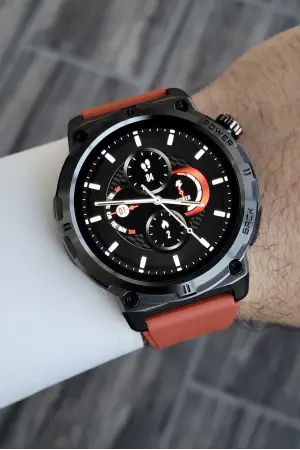 Arama Alma ve Yapma Özellikli Turuncu Renk Android İphone Uyumlu Akıllı Kol Saati