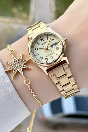 Casio CSISTE144 Gold Renk Takvimli Kadın Kol Saati