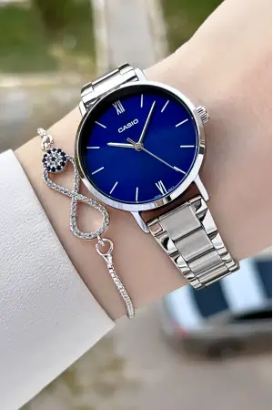 Casio CSISTE159 Kadranı Lacivert Kordonu Gümüş Renk Kadın Kol Saati