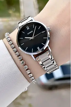 Casio CSISTE160 Kadranı Siyah Kordonu Gümüş Renk Kadın Kol Saati