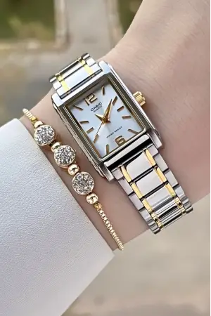 Casio CSISTE180 Gold Gümüş Renk Hediye Paketli Kadın Kol Saati