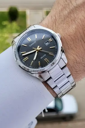 Casio CSISTE3 Kadranı Füme Kordonu Gümüş Renk Hediye Paketli Erkek Kol Saati