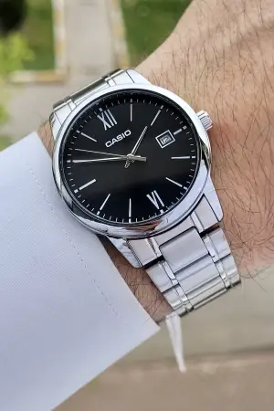 Casio CSISTE6 Kadranı Siyah Kordonu Gümüş Renk Hediye Paketli Erkek Kol Saati