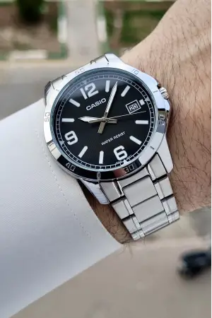 Casio CSISTE222 Kadranı Siyah Kordonu Gümüş Renk Erkek Kol Saati