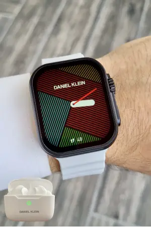 Daniel Klein DK1ISTE1164 Android/ios Uyumlu Arama Özellikli Gri Renk Kordonlu Akıllı Kol Saati ve Bluetooth Kulaklık