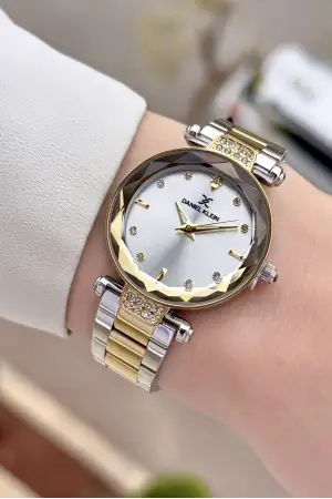 Gold Gümüş Renk 32 Mm Kadın Kol Saati ve Hediye Bileklik