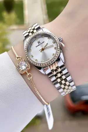 Daniel Klein DKISTE1184 Gold Gümüş Renk Hediye Paketli Kadın Kol Saati ve Bileklik