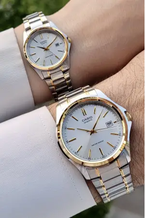 Casio CSISTE56 Gold Gümüş Renk Hediye Paketli Sevgili Çift Kol Saati