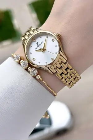 Gold Renk 30 mm Hediye Paketli Kadın Kol Saati