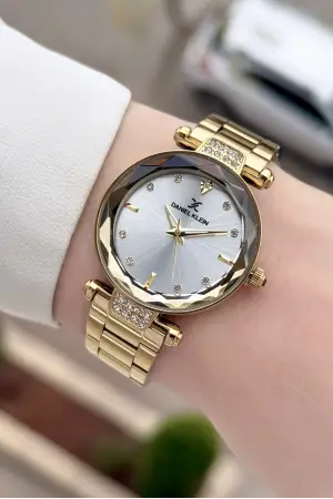 Gold Renk 32 Mm Kadın Kol Saati ve Hediye Bileklik