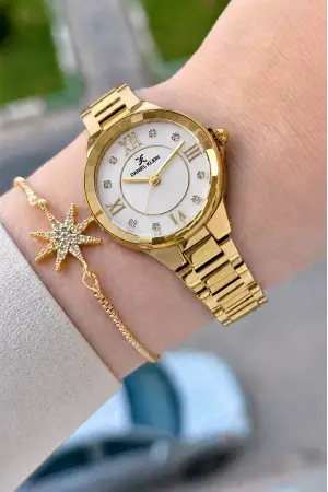 Gold Renk Hediye Paketli 30 Mm Kadın Kol Saati