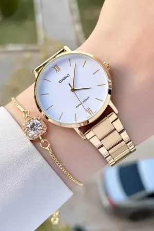 Casio CSISTE86 Gold Renk Hediye Paketli Kadın Kol Saati