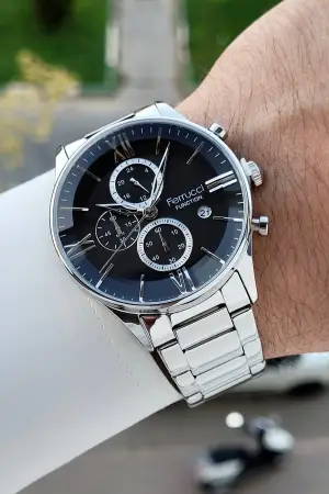 Gümüş Renk İç Göstergeleri Aktif Erkek Kol Saati