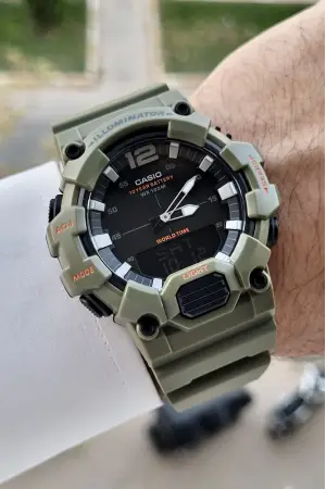 Casio CSISTE165 Haki Renk Analog Dijital Hediye Paketli Erkek Kol Saati