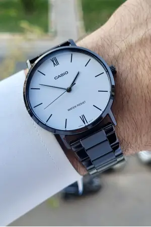 Casio CSISTE129 Kadranı Beyaz Kordonu Siyah Renk Erkek Kol Saati