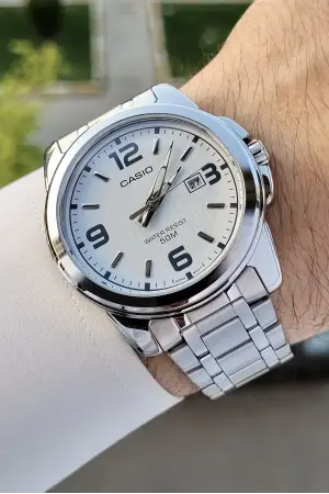 Casio CSISTE51 Kadranı Beyaz Korodnu Gümüş Renk Hediye Paketli Erkek Kol Saati