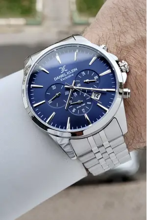 Kadranı Lacivert Kordonu Gümüş Renk Göstergeleri Aktif Fonksiyonlu Hediye Paketli Erkek Kol Saati