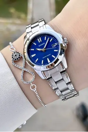 Casio CSISTE154 Kadranı Lacivert Kordonu Gümüş Renk Kadın Kol Saati