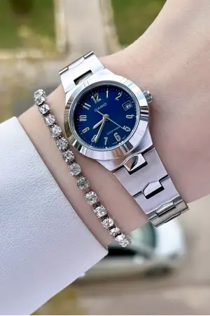 Casio CSISTE106 Kadranı Lacivert Kordonu Gümüş Renk Hediye Paketli Kadın Kol Saati