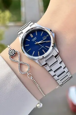 Casio CSISTE63 Kadranı Lacivert Kordonu Gümüş Renk Hediye Paketli Kadın Kol Saati