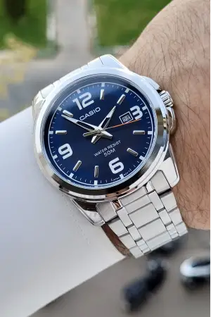 Casio Kadranı Lacivert Korodnu Gümüş Renk Hediye Paketli Erkek Kol Saati