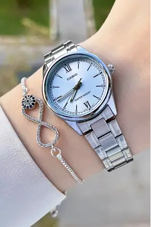 Casio CSISTE103 Kadranı Mavi Kordonu Gümüş Renk Hediye Paketli Kadın Kol Saati