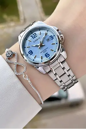 Casio CSISTE176 Kadranı Mavi Kordonu Metalik Renk 2 Yıl Garantili Kadın Kol Saati