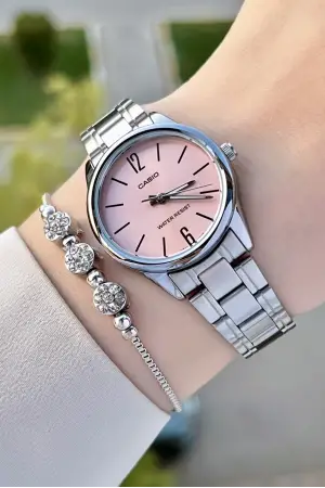 Casio CSISTE66 Kadranı Pembe Kordonu Gümüş Renk Hediye Paketli Kadın Kol Saati