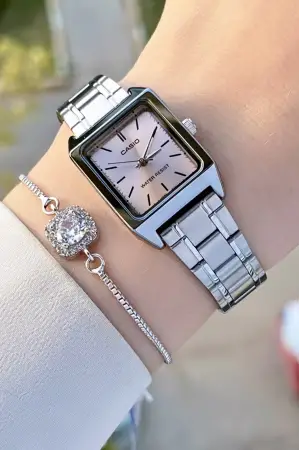Casio CSISTE76 Kadranı Pembe Kordonu Gümüş Renk Hediye Paketli Kadın Kol Saati