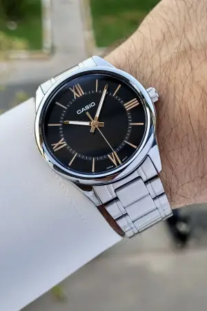 Casio CSISTE103 Kadranı Siyah Kordonu Gümüş Renk Hediye Paketli Erkek Kol Saati
